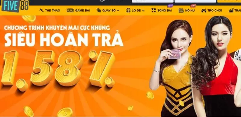 five88 hoàn trả 1.58% giá trị cược